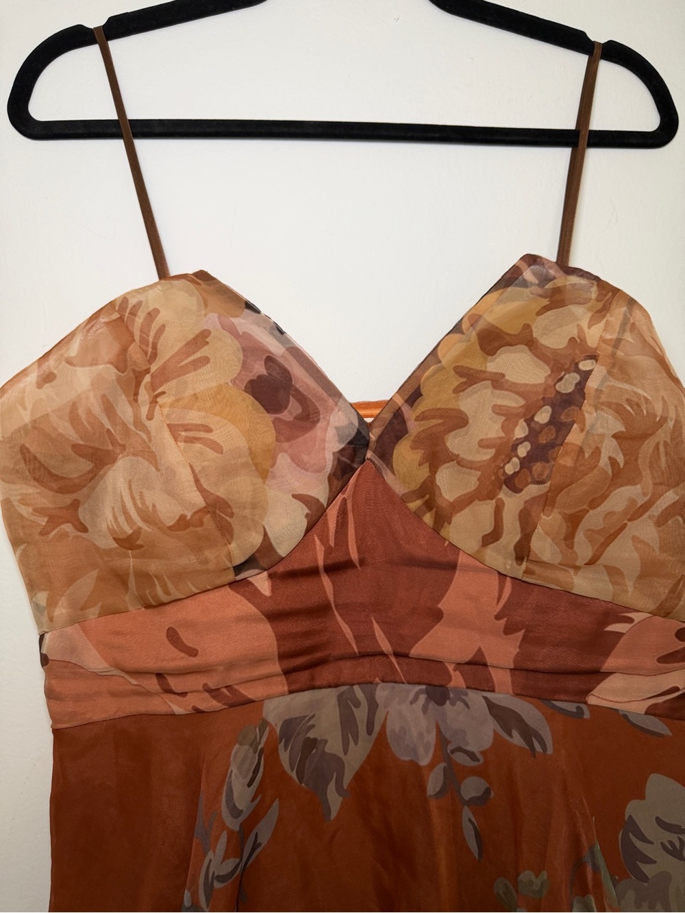 Tiered Strapless Floral Maxi Dress in Rust and Brown - Picture 6 of 11